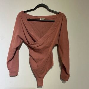 Free People Intimately Women's Rust Wrap Top Bodysuit